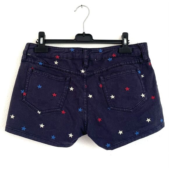 Isabel Marant Etoile Embroidered Stars Denim Shorts Mid Rise Navy Blue - Picture 3 of 12